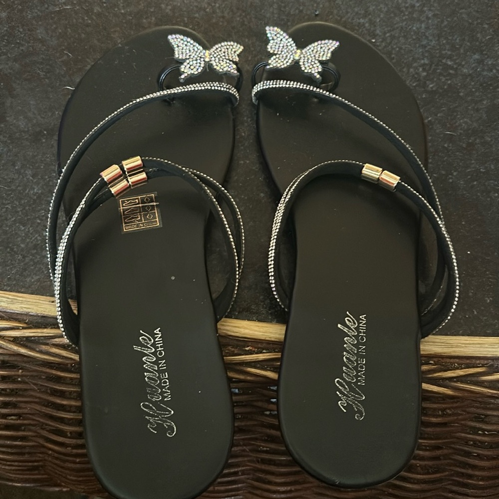 Black Butterfly Sandals